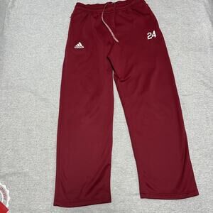 Adidas Mens Medium Tall Red Joggers Sweatpants 2 Zip Pockets Number 24
